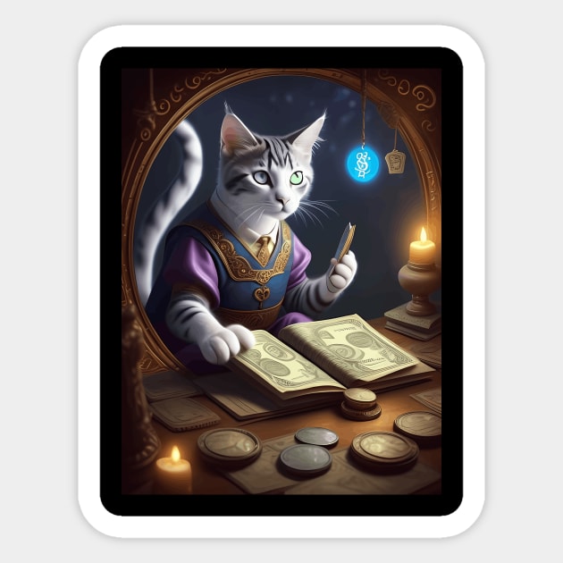 The Cats Accounting Ledger Sticker by Fashion-Art-lawrence